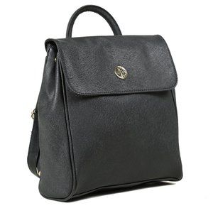 Women's Medium Vegan Leather Backpack - Black